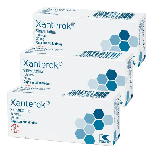 Kener Xanterok (simvastatina) Pack C/3 Cajas 20mg C/30 Tabs