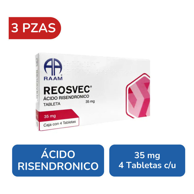 Reosvec Ácido Risedronico 35 Mg 3 Cajas Con 4 Caps C/u Raam