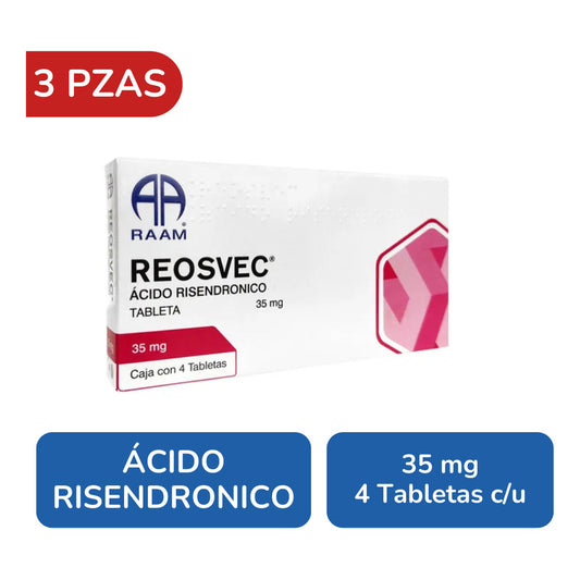 Reosvec Ácido Risedronico 35 Mg 3 Cajas Con 4 Caps C/u Raam