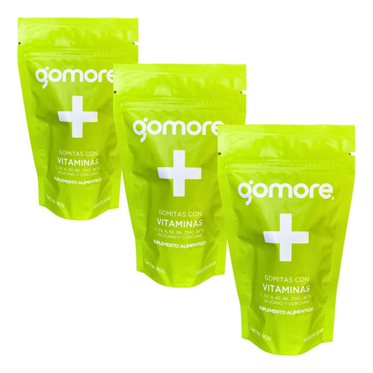 Gomore Gomitas Vitaminas C, D3, A, B2, B6, Zinc 3 Bolsas 90g Kiwi
