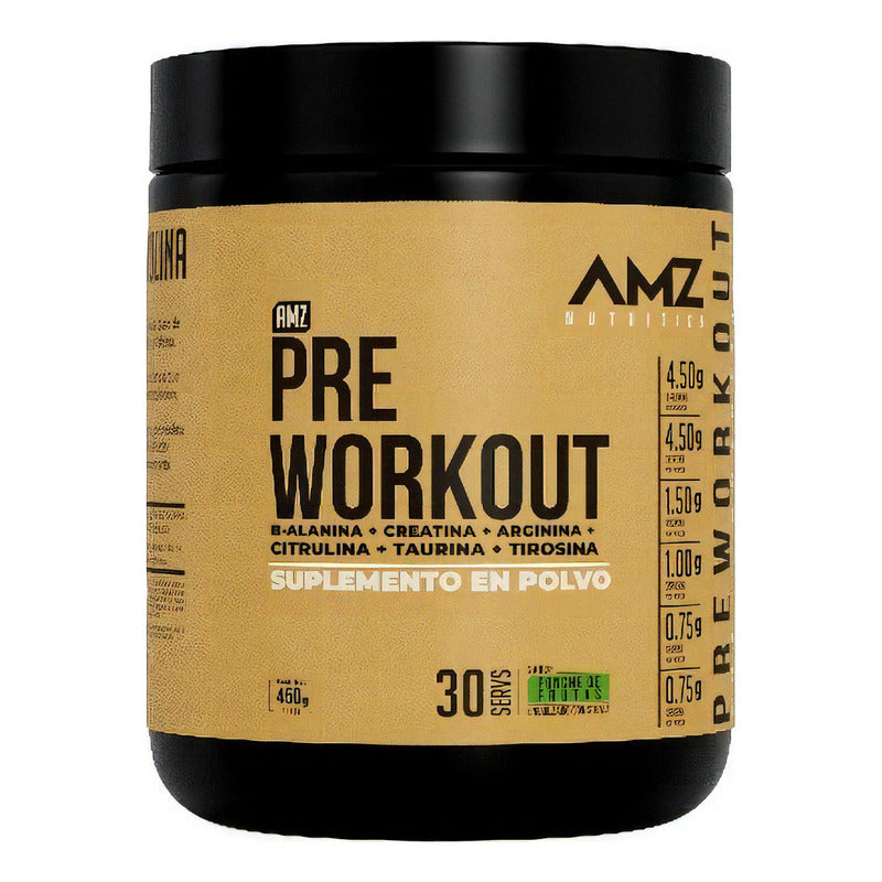 Pre Entreno Amz Pre Workout 450gr 30 Servicios Sabor Ponche De Frutas