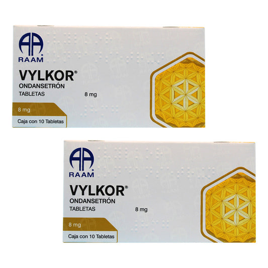 Vylkor Ondansetrón 8 Mg 2 Cajas Con 10 Tabletas C/u Raam