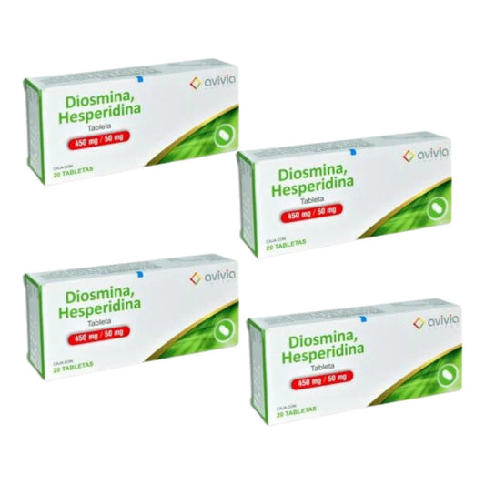 Avivia Diosmina,hesperidina 450mg/50mg 4 Cjs Con 20 Tabs C/u