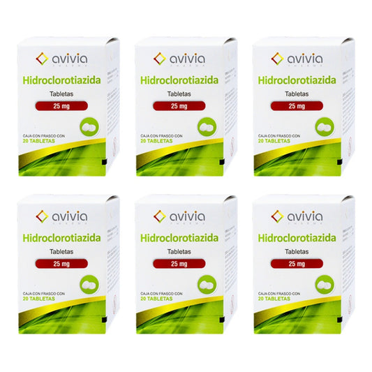 Hidroclorotiazida 25 Mg 6 Cajas 20 Tabletas C/u Avivia