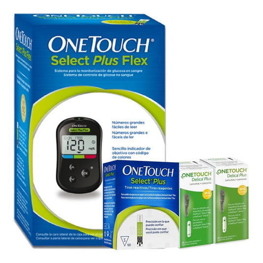 Glucómetro Onetouch Select Plus Flex 50 Tiras Y 50 Lancetas
