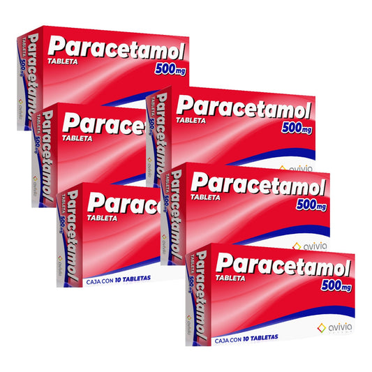 Paracetamol 500 Mg 6 Cajas Con 10 Tabletas Cada Una.