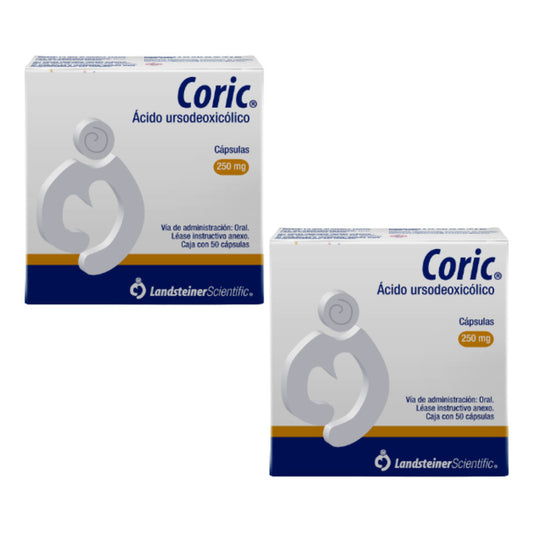Coric Ácido Ursodesoxicólico 250 Mg 2 Cjs Con 50 Caps C/u