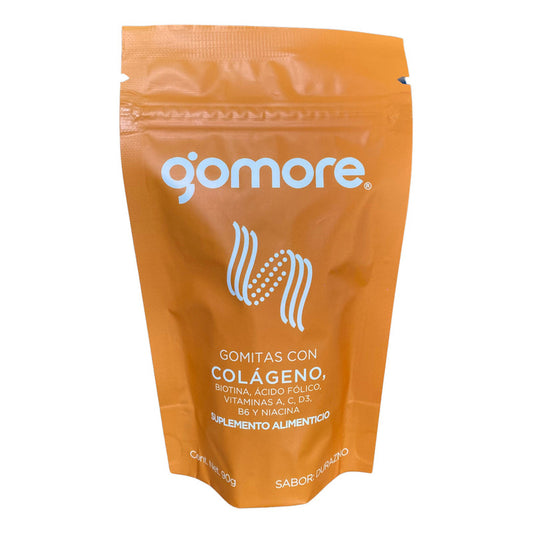 Gomore Colágeno Gomitas Biotina, Ácido Fólico, Vitaminas 90g Sabor Durazno