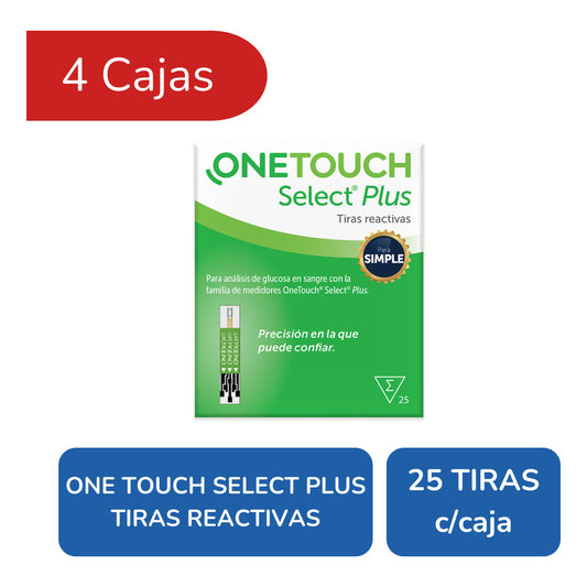 Onetouch Select Plus Simple 100 Tiras Reactivas Verde Lima