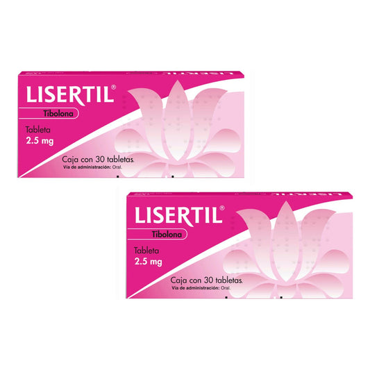 Lisertil (tibolona) 2 Cajas Con 30 Tabletas De 2.5mg C/u