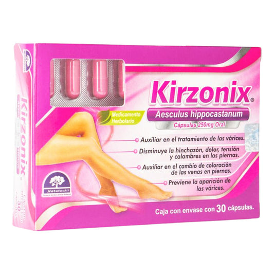 Kirzonix Aesculus Hippocastanum 250 Mg 30 Cápsulas Natutech Sin Sabor
