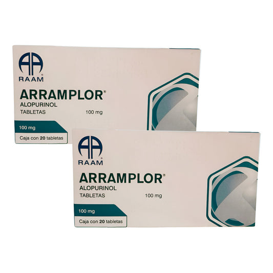 Arramplor Alopurinol 100 Mg 2 Cajas Con 20 Tabs C/u Raam