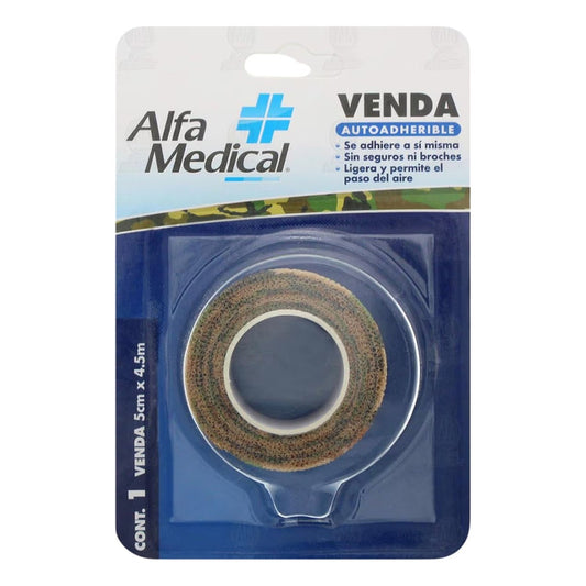 Venda Autoaherible 5 Cm X 4.5 M Color Camuflaje Alfa Medical Camuflaje