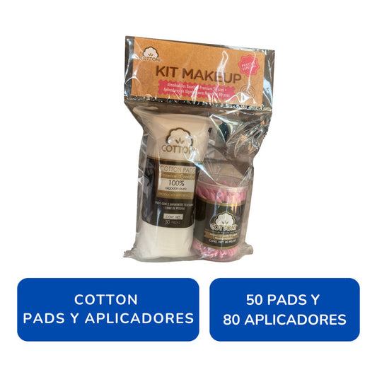 Cotton Pads Kit Makeup Pads 50 Pzas Y Aplicadores 80 Pzas