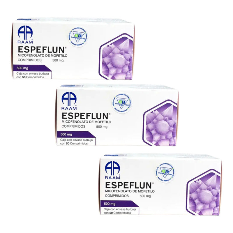 Espeflun Micofenolato Mofetilo 500mg 3 Cajas 50 Tabs Raam,