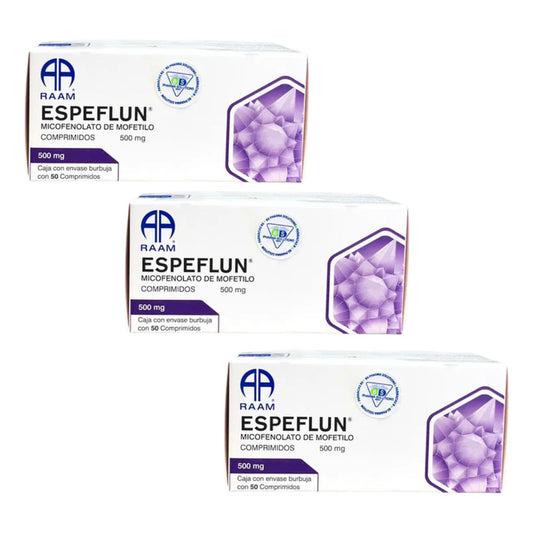Espeflun Micofenolato Mofetilo 500mg 3 Cajas 50 Tabs Raam,