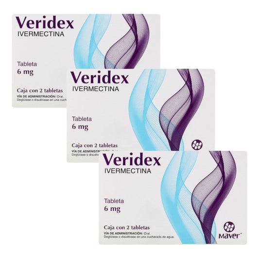 Veridex Ivermectina 6mg 3 Cajas Con 2 Tabletas Cada Una