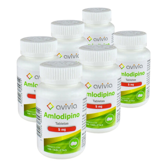 Amlodipino 5 Mg 6 Botes Con 100 Tabletas C/u Avivia Pharma