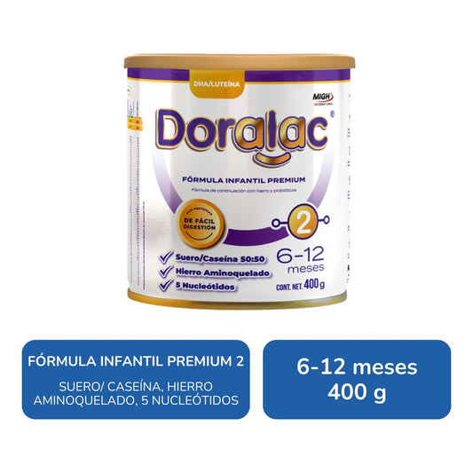Doralac Etapa 2 Fórmula Infantil Premium 400 G 6 - 12 Meses Sin Sabor