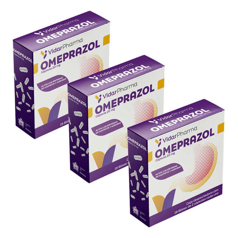 Omeprazol 3 Cajas Despachadoras Con 16 Blíster Dobles C/u
