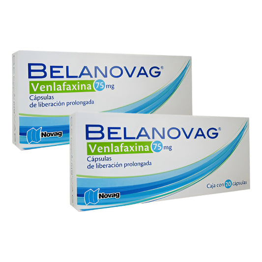 Belanovag (venlafaxina) Dos Cajitas Con 20 Caps De 75 Mg
