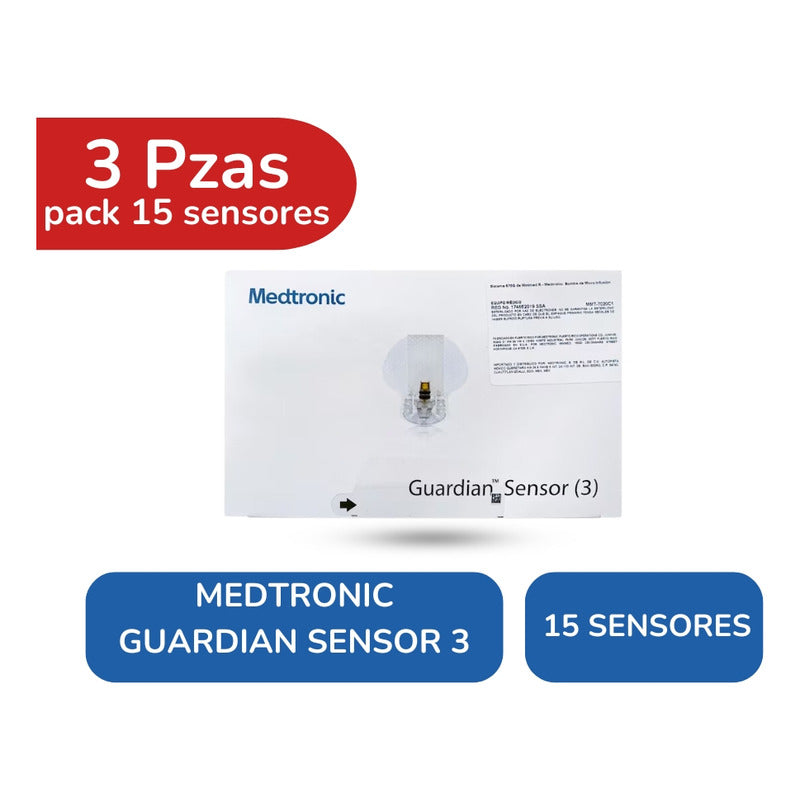 Medtronic Sensores Guardian (3) Pack 15 Sensores  Blanco