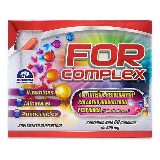 For Complex 60 Caps 500mg C/u Vitamina Minerales Aminoacidos Sabor Sin Sabor