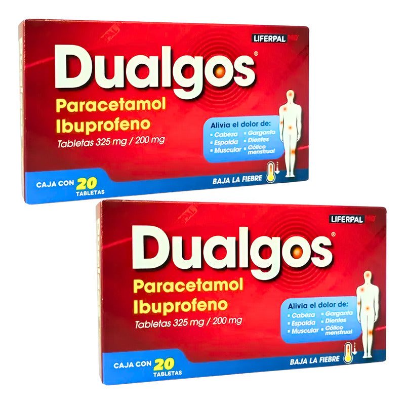 Dualgos Paracetamol Ibuprofeno 300/ 200 Mg 2 Cajas 20 Tabs