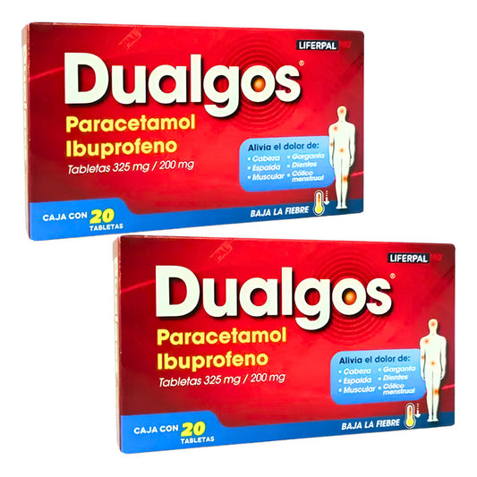 Dualgos Paracetamol Ibuprofeno 300/ 200 Mg 2 Cajas 20 Tabs