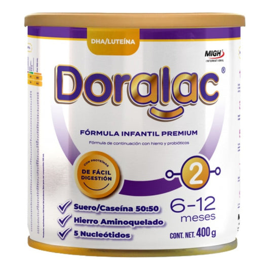 Doralac Etapa 2 Fórmula Infantil Premium 400 G 6 - 12 Meses Sabor Sin Sabor