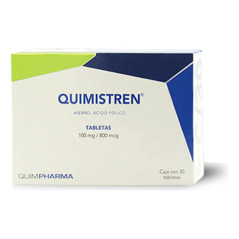 Quimistren Hierro, Ácido Fólico Caja Con 30 Tab 100mg/800mcg