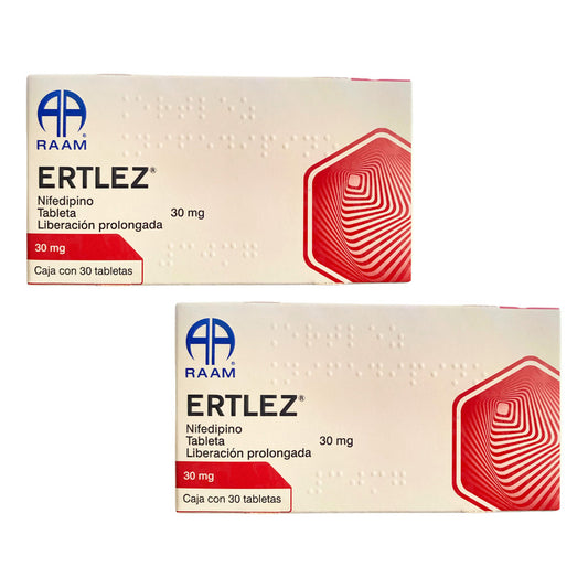 Ertlez Nifedipino 30 Mg 2 Cajas Con 30 Tabletas C/u Raam