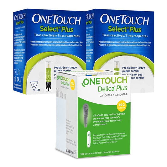 Onetouch Paquete 100 Tiras Select Plus Y 100 Lancetas Delica
