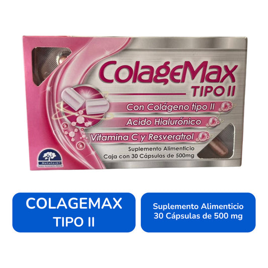 Colagemax Tipo Ll Caja Con 30 Cápsulas De 500 Mg, Natutech Sin Sabor