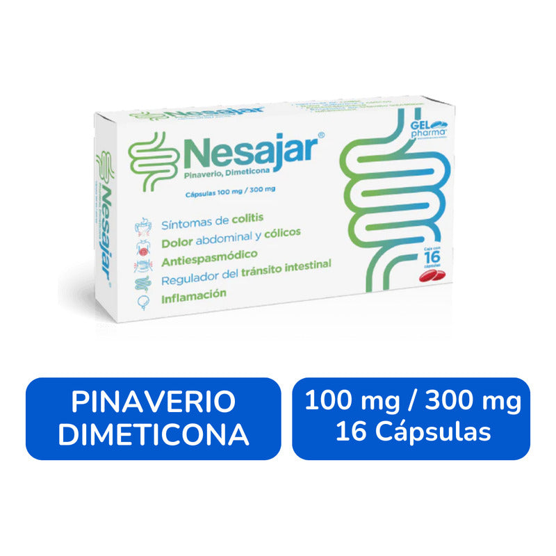 Nesajar Pinaverio / Dimeticona 100/300 Mg  16 Caps Gelpharma