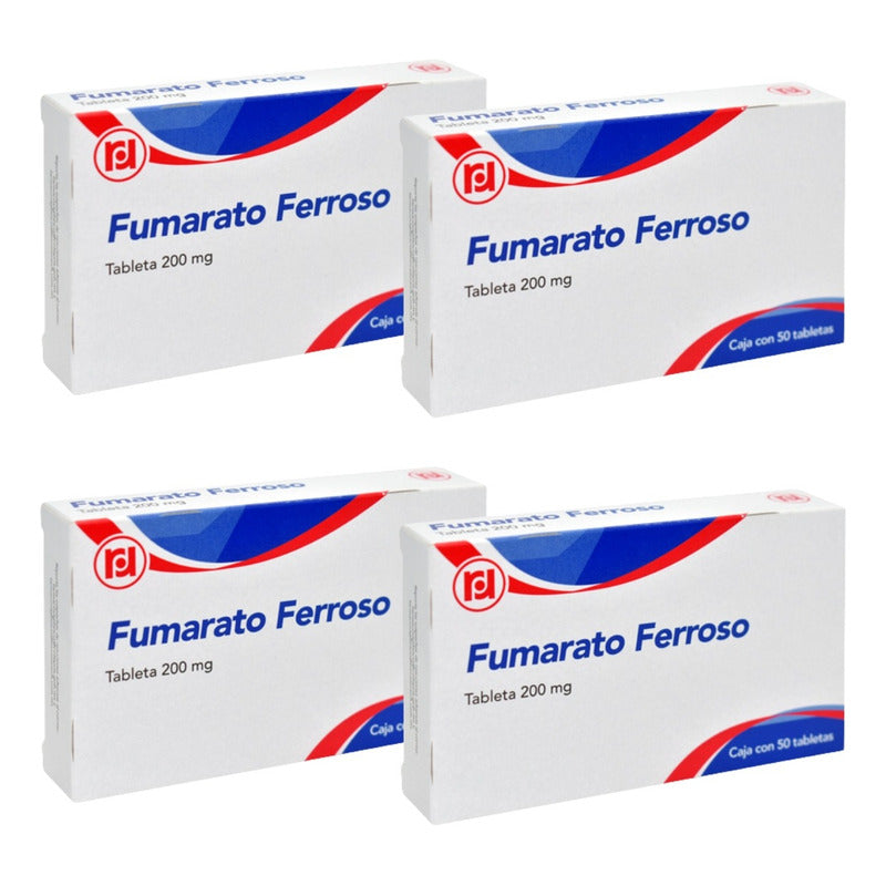 Fumarato Ferroso 200 Mg 4 Cajas 50 Tabletas C/u Randall