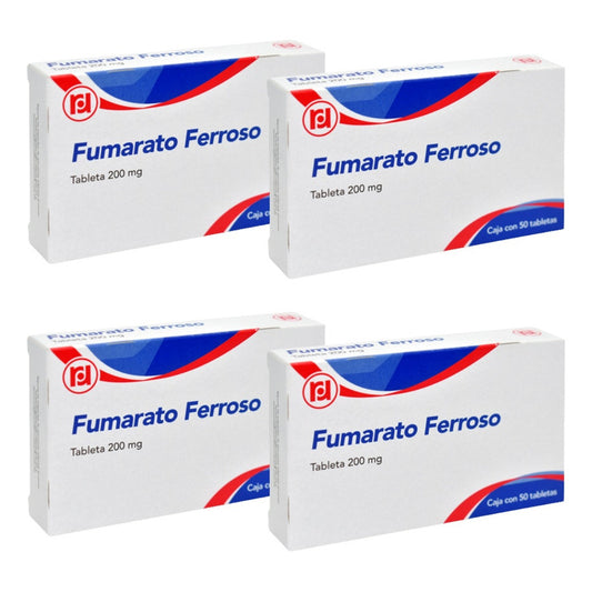 Fumarato Ferroso 200 Mg 4 Cajas 50 Tabletas C/u Randall