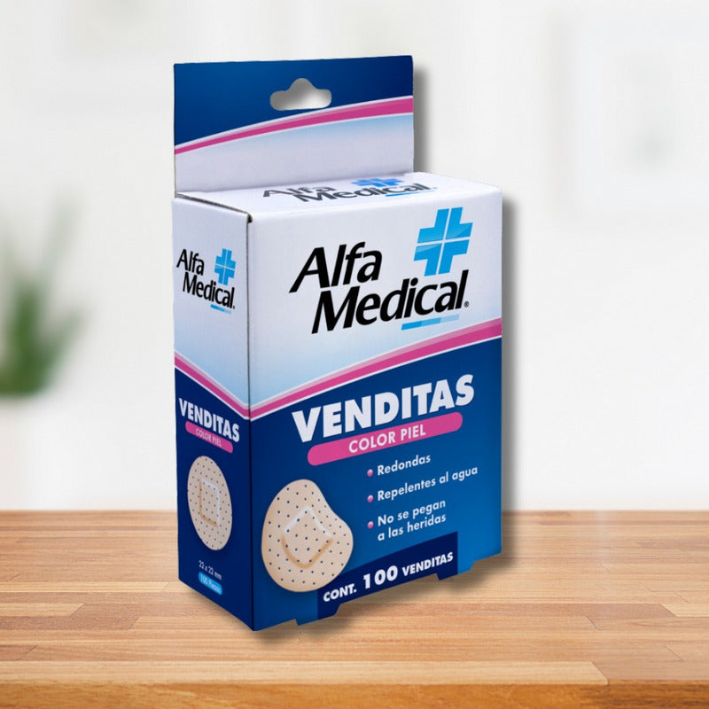 Alfa Medical Venditas Adhesivas Redondas Color Piel 100 Pzas