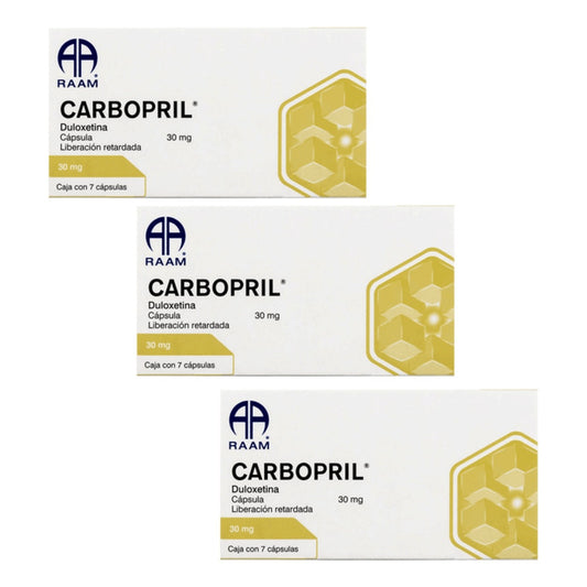 Carbopril Duloxetina 30 Mg 3 Cajas 7 Capsulas C/u Raam.