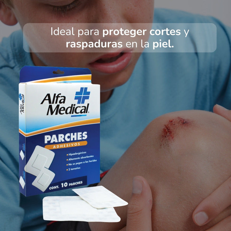 Parches Adhesivos Alfa Medical 1 Caja Con 10 Pzs 2 Tamaños Blanco