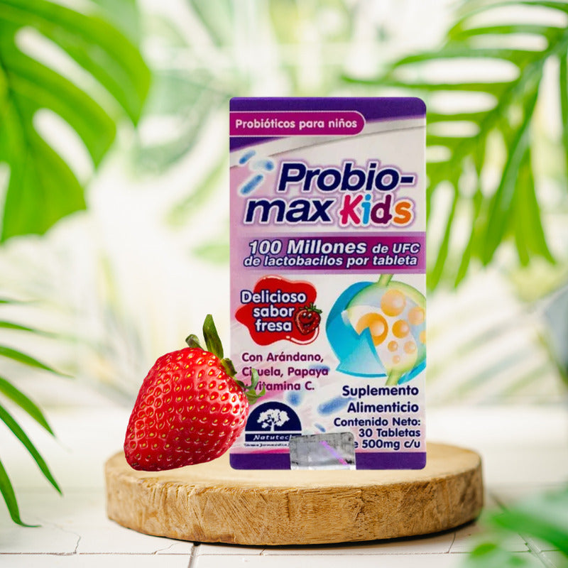 Probiomax Kids Frasco Con 30 Tabletas De 500 Mg Natutech Fresa