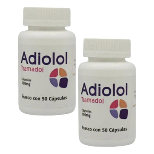 Adiolol Tramadol 100mg 2 frascos de 50 cápsulas cada uno