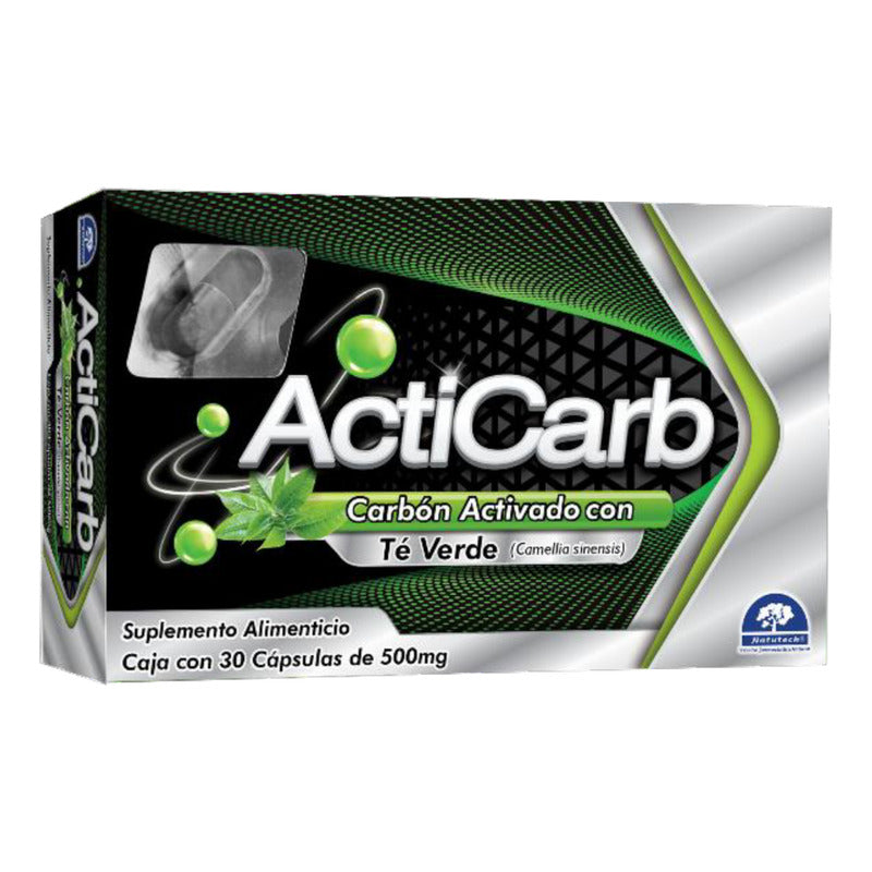 Acticarb Caja Con 30 Cápsulas De 500 Mg Natutech Sin Sabor
