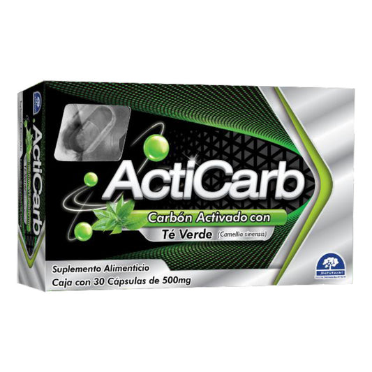 Acticarb Caja Con 30 Cápsulas De 500 Mg Natutech Sin Sabor
