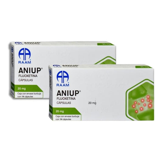 Aniup Fluoxetina De 20mg Dos Cajas Con 28 Capsulas C/u