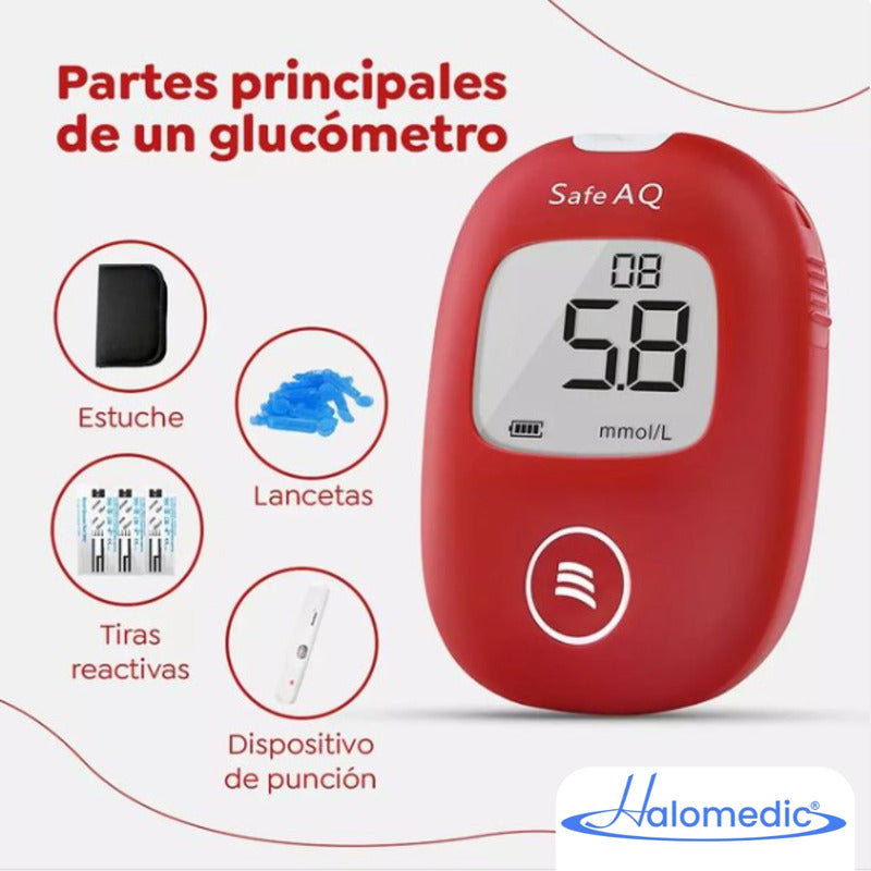Glucómetro Sinocare Aq Smart Con 25 Tiras Y 25 Lancetas Rojo