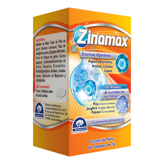 Suplemento En Tabletas Zinamax Suplemento Alimenticio Enzimas Digestivas X 200g