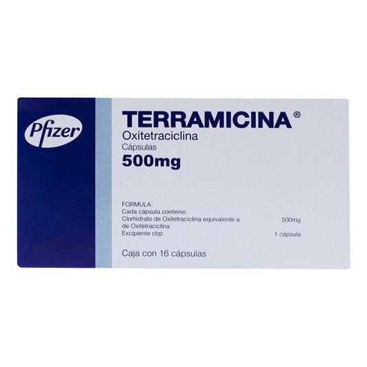 Terramicina Oxitetraciclina 500mg Pfizer Caja 16 Capsulas