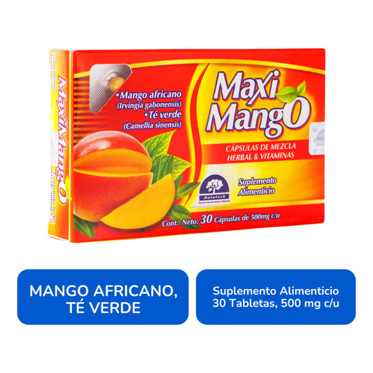 Maximango Caja Con 30 Cápsulas De 500 Mg Natutech Mango