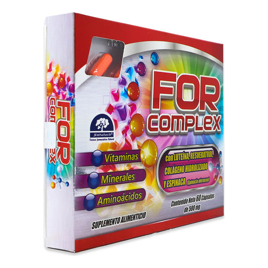 For Complex 60 Caps 500mg C/u Vitamina Minerales Aminoacidos Sabor Sin Sabor